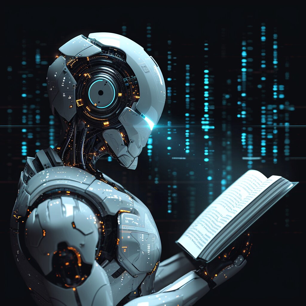 Robot de IA a ler — aprendizagem de máquina